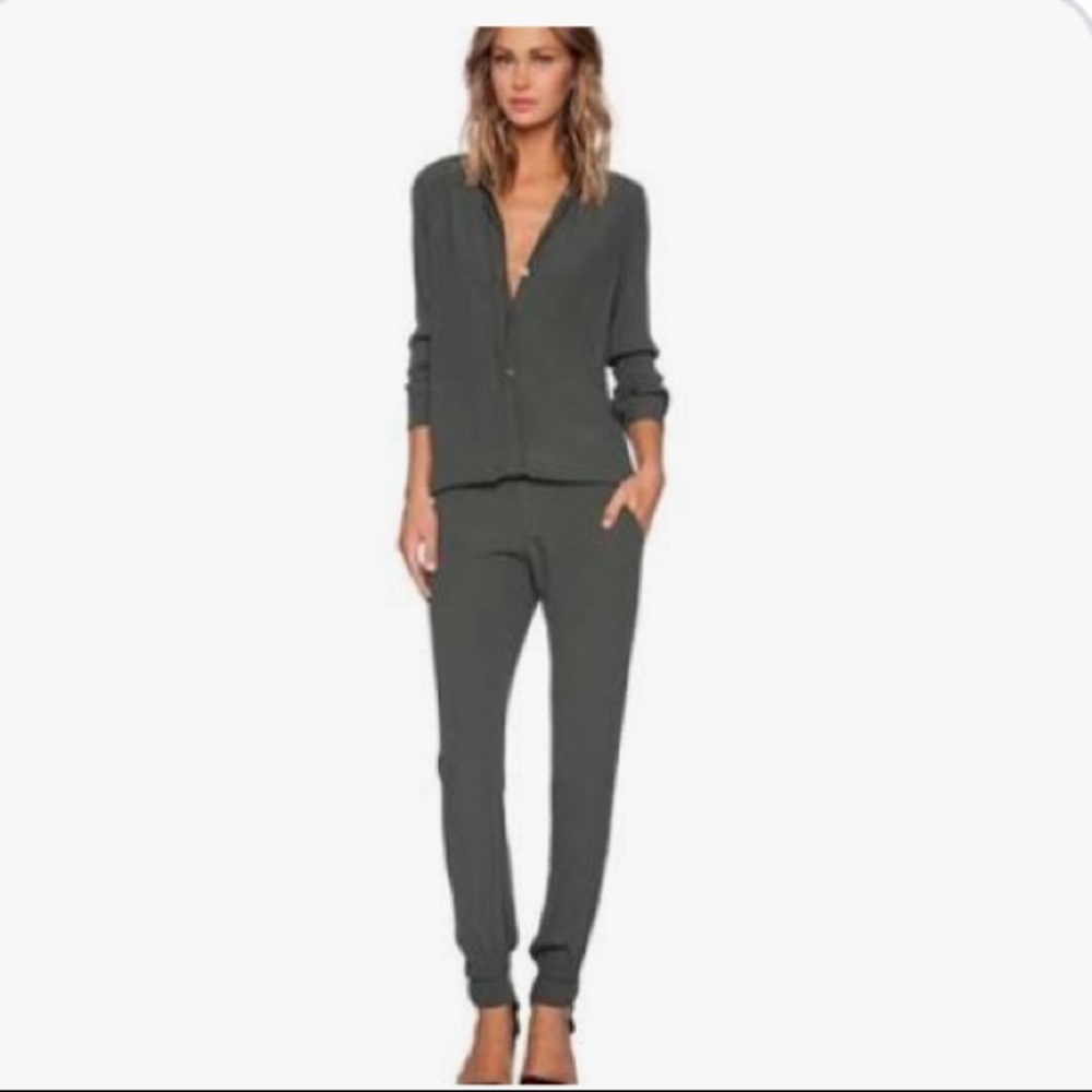 Monrow long sleeve Crepe Jumpsuit in Camo